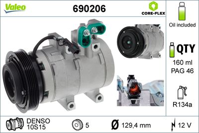 VALEO Compressor, airconditioning VALEO CORE-FLEX (690206)