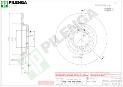 PILENGA 5505 Тормозные диски  для MAZDA 626 II Hatchback (GC) 2.0