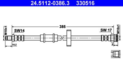 Тормозной шланг ATE 24.5112-0386.3 для FIAT UNO