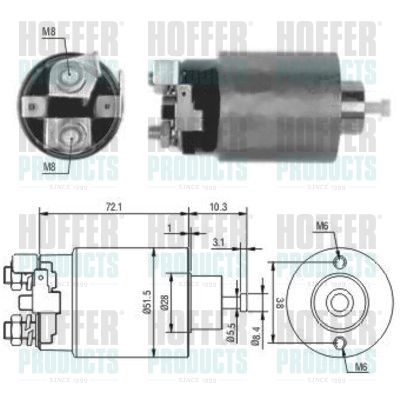 Тяговое реле, стартер HOFFER 46025 для MITSUBISHI 3000