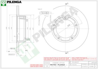 Тормозной диск PILENGA 5088 для PEUGEOT J9