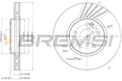 BREMSI CD6964V Тормозные диски для MERCEDES-BENZ E-CLASS c бортовой платформой/ходовая часть (VF210) E 270 CDI (210.616)