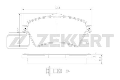 ZEKKERT BS-2916 Тормозные колодки и сигнализаторы  для LAND ROVER FREELANDER I (L314) 2.5 V6 4x4