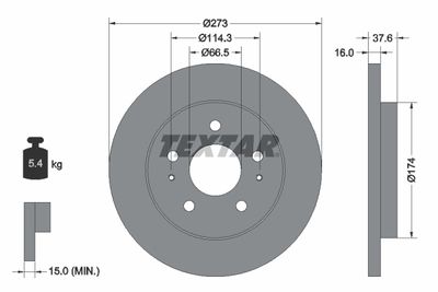 TEXTAR 92138200 Тормозные диски  для TOYOTA CAMI (Тойота Ками)