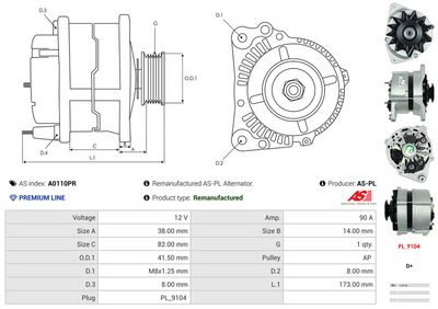 GENERATOR / ALTERNATOR AS-PL A0110PR 4