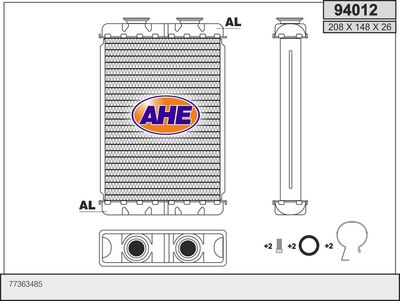 Теплообменник, отопление салона AHE 94012 для ALFA ROMEO SPIDER