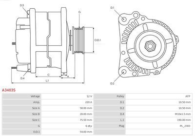 Alternator A3403S