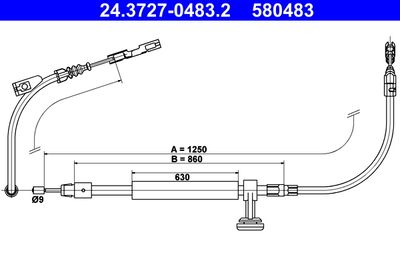 Vajer, parkeringsbroms ATE 24.3727-0483.2