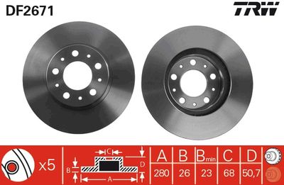 TRW DF2671 Тормозные диски  для VOLVO 850 (Вольво 850)