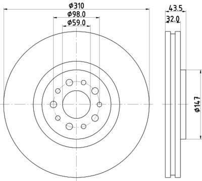 Тормозной диск HELLA 8DD 355 109-131 для CITROËN C8