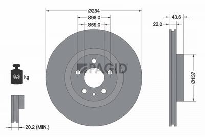 Tarcza hamulcowa PAGID 51809NC