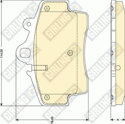 Комплект тормозных колодок, дисковый тормоз GIRLING 6117569 для PORSCHE CAYMAN