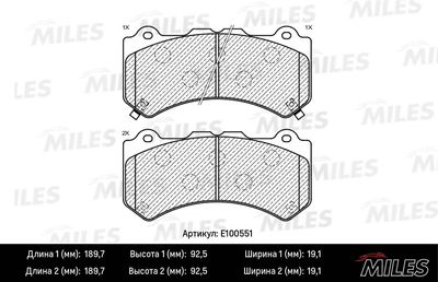 Комплект тормозных колодок, дисковый тормоз MILES E100551 для NISSAN GT-R