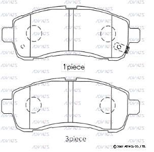 Комплект тормозных колодок, дисковый тормоз ADVICS SN502P для MAZDA 2