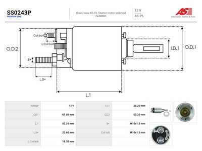 Elektromagnetický spínač, štartér AS-PL SS0243P