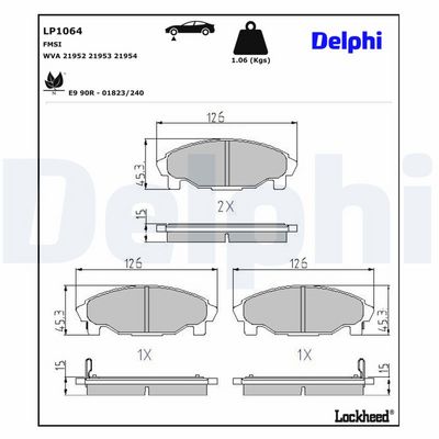 комплект спирачно феродо, дискови спирачки DELPHI
