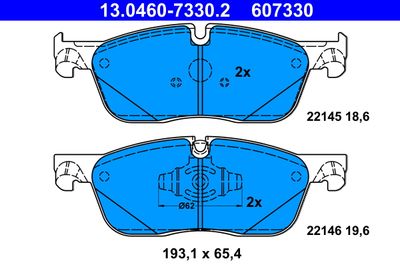 Комплект тормозных колодок, дисковый тормоз ATE 13.0460-7330.2 для JAGUAR E-PACE