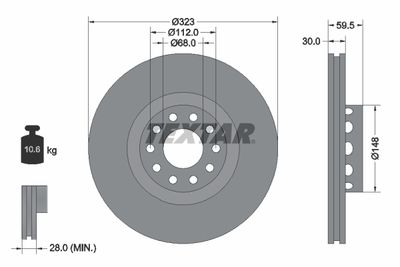 Тормозной диск TEXTAR 92098305 для VW PHAETON