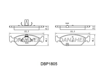 Комплект тормозных колодок, дисковый тормоз DANAHER DBP1805 для KIA SEPHIA