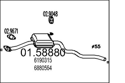 Средний глушитель выхлопных газов MTS 01.58880 для FORD SCORPIO