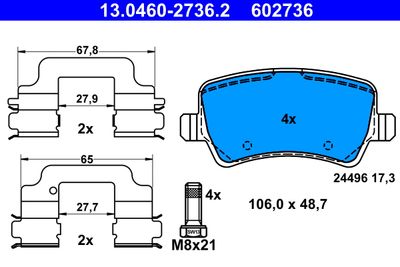Комплект тормозных колодок, дисковый тормоз ATE 13.0460-2736.2 для VOLVO V60