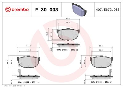 BREMBO Remblokkenset, schijfrem PRIME LINE (P 30 003)