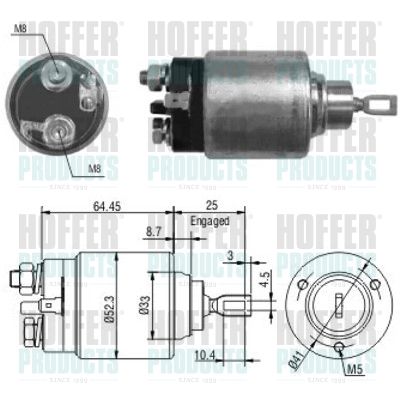 Тяговое реле, стартер HOFFER 46041 для RENAULT MODUS