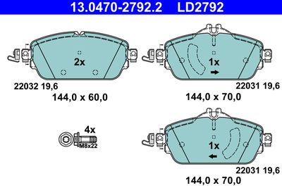 Комплект тормозных колодок, дисковый тормоз 13.0470-2792.2