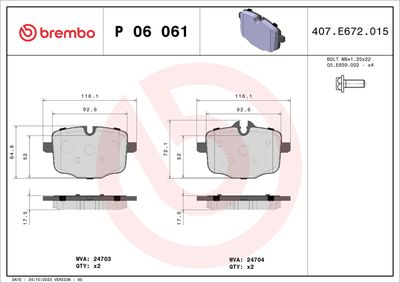 BREMBO Remblokkenset, schijfrem PRIME LINE (P 06 061)