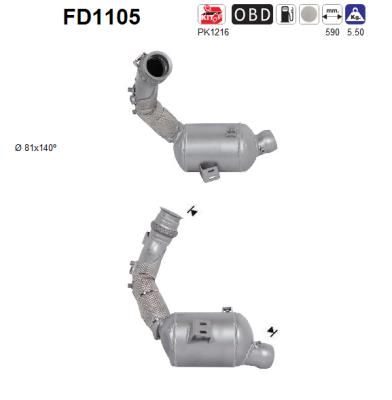Filtr sadzy / filtr cząstek stałych, układ wydechowy AS FD1105