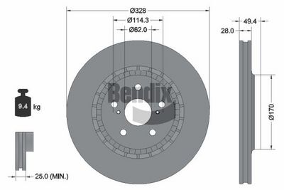 спирачен диск BENDIX Braking BDS2380
