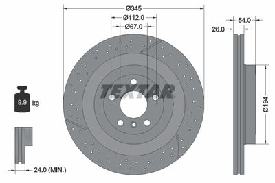 Тормозной диск TEXTAR 92307905 для MERCEDES-BENZ GLS