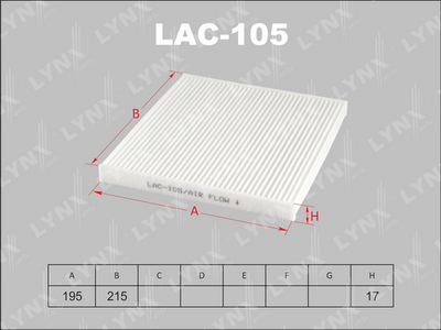 Фильтр, воздух во внутренном пространстве LYNXauto LAC-105 для LIFAN X60