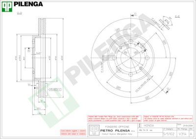 Тормозной диск PILENGA V314 для HONDA LOGO