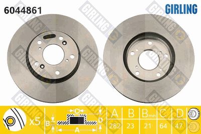 Тормозной диск GIRLING 6044861 для BYD F6