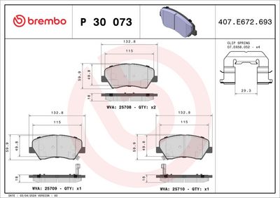 Brake Pad Set, disc brake P 30 073X