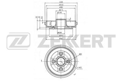 Тормозной барабан ZEKKERT BS-6326 для SUZUKI ALTO