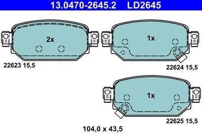 Комплект тормозных колодок, дисковый тормоз ATE 13.0470-2645.2 для MAZDA CX-3