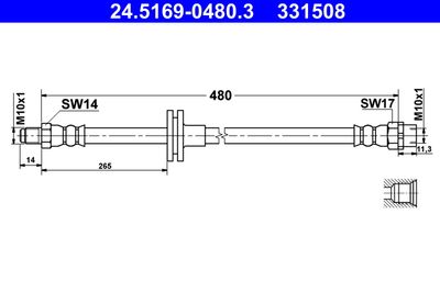 ATE 24.5169-0480.3 Тормозной шланг  для BMW X5 (Бмв X5)