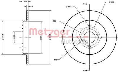 Тормозной диск METZGER 6110495 для ASTON MARTIN CYGNET