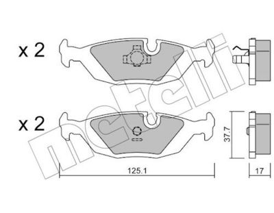 комплект спирачно феродо, дискови спирачки METELLI 22-0070-1