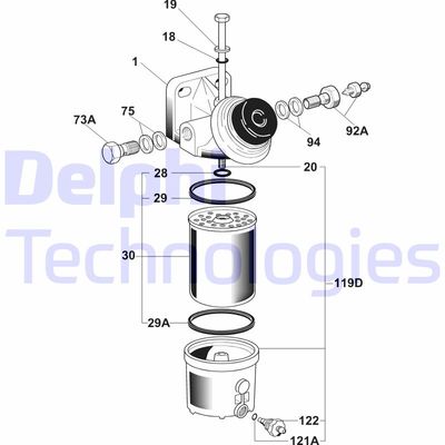 Топливный фильтр DELPHI 6260B645B для RENAULT 20