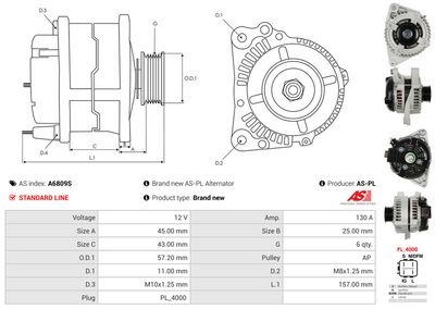 GENERATOR / ALTERNATOR AS-PL A6809S 4