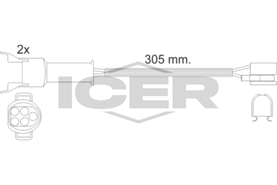 предупредителен контактен сензор, износване на накладките ICER 610449 E C