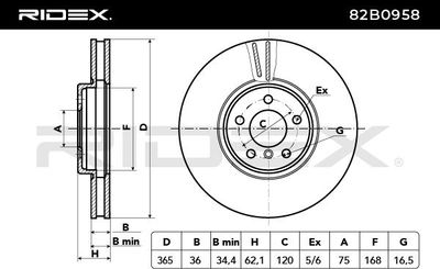спирачен диск RIDEX 82B0958