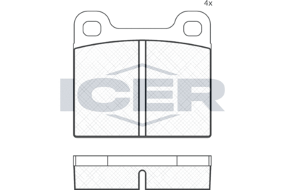 Комплект тормозных колодок, дисковый тормоз ICER 180162 для PORSCHE 356