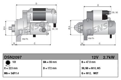 Startmotor DENSO DSN2097 för JOHN DEERE