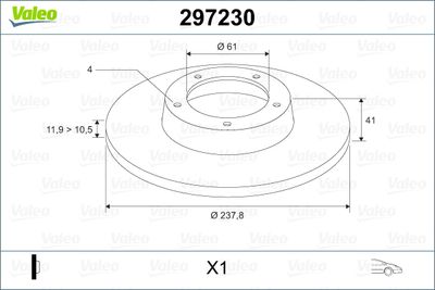Тормозной диск VALEO 297230 для DACIA 1410