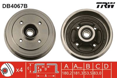 Тормозной барабан TRW DB4067B для RENAULT RAPID