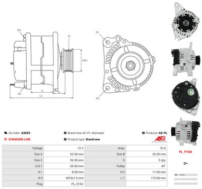 GENERATOR / ALTERNATOR AS-PL A3029 4